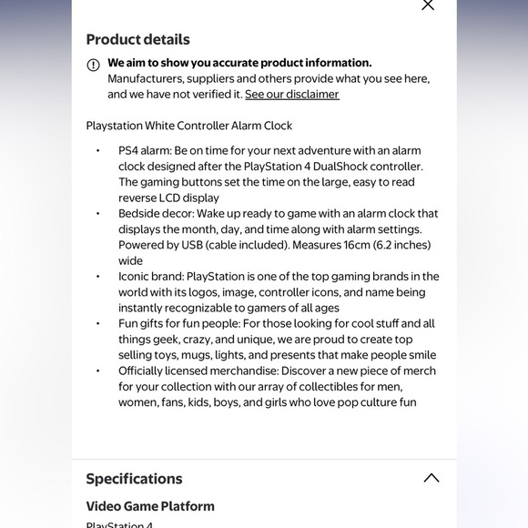 PlayStation Controller (White) Alarm Clock by Paladone USB Input PS4 Brand New - Picture 6 of 6